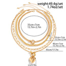 4Pcs Multilayer Goth OT Buckle Love Heart Pendant Choker Necklace for Women Punk CCB Beads Chain Neck Jewelry Accessories Gift