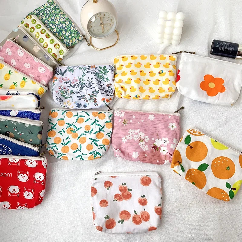 1PCS Travel Mini Sanitary Napkin Storage Bag Coin Money Card Lipstick Storage Bag Wallet Bag Flower Women's Small Cosmetic Bag