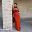 The Amalfi Hour | Colour-Block Scarf-Collar Maxi Dress