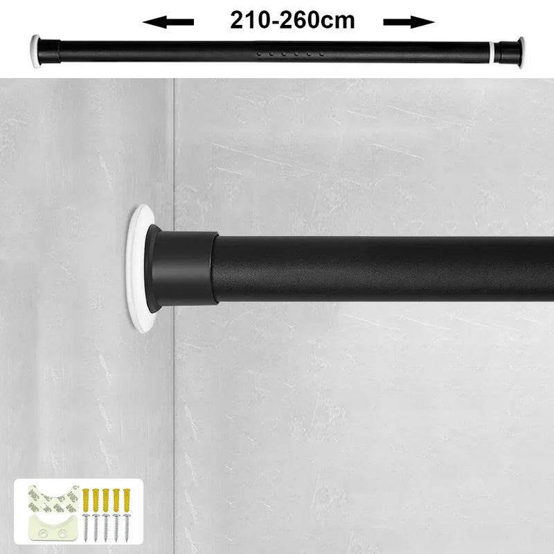 Curtain Rods Adjustable Drapery Rods Shower Curtain Rods No Drilling Non-Slip Telescopic Rod 70-360cm Optional