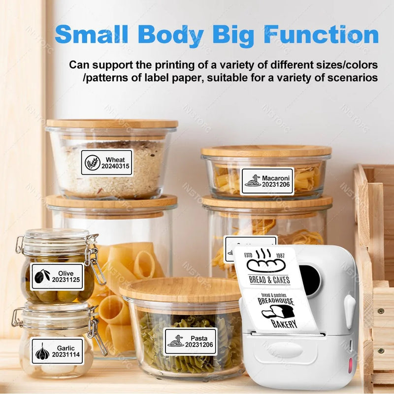 Wireless Label Printer P50 Inkless Bluetooth Thermal Label Maker Adhesive Label Sticker Machine DIY Pattern Barcode QR Code Tape