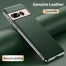 Phone Case for Google Pixel 8 7 6 Pro 7A 6A Luxury Genuine Cowhide Leather Plating Shockproof Full Protection Back Cover