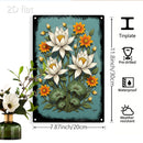 Vibrant Floral Wall Art Plaque - 2D Metal Sign with Lotus Flower Design, 8x12 Inches for Indoor/Outdoor Home & Garden Decor