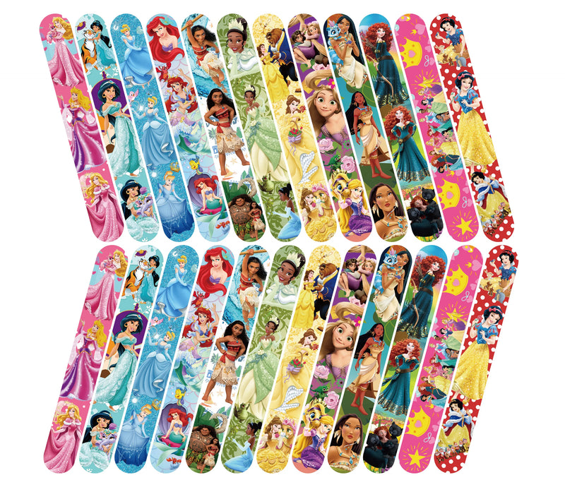 12pcs Disney Princess Cinderella Ariel Slap Bracelets for Kids Colorful Bulk Wristbands Birthday Party Decor Girls Party Gifts