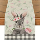 2024 Easter Rabbit Table Runner Linen Bunny Dining Table Cloth Placemat Spring Holiday Happy Easter Decoration For Home Kitchen