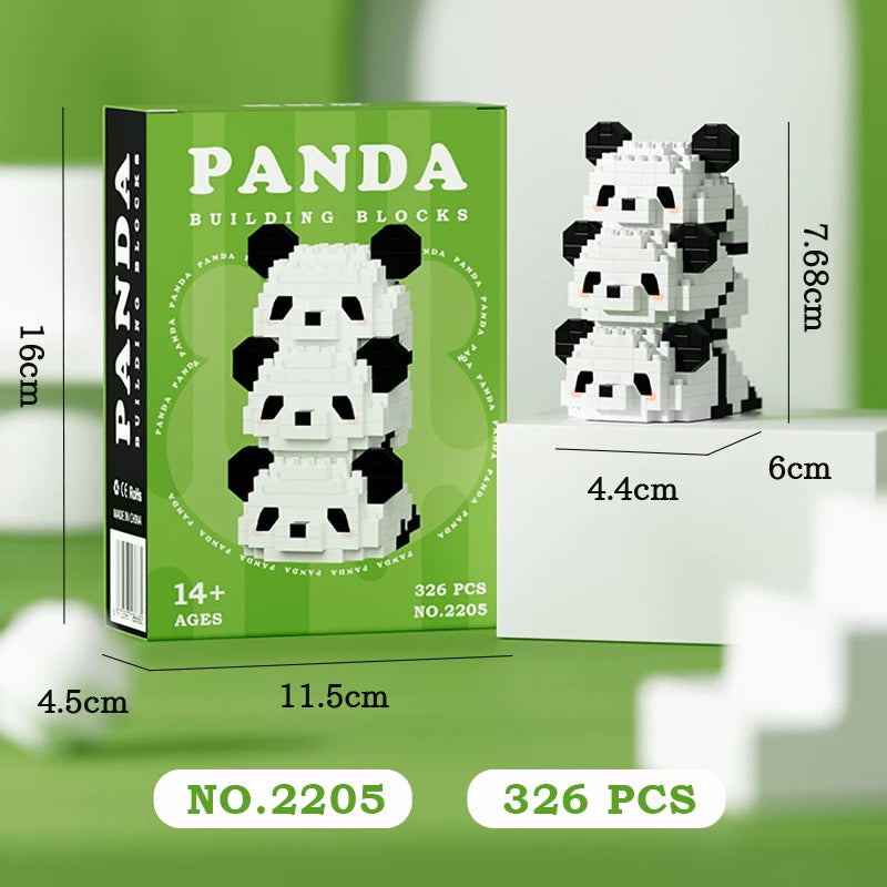 Creative Chinese Giant Panda Building Blocks Flowers Cute Puzzle Assembled Children’s Birthday Gift Casual Assembled Toy