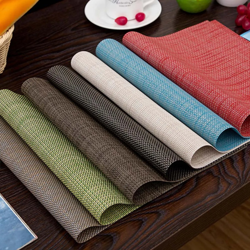 45*30cm Solid Color Household Dining Table Placemat Thickened Woven Pvc Placemat Red, Blue, Green, Black Gray, Brown, Beige