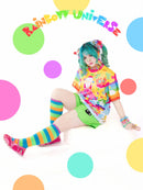Newest Summer Neon Candy Planet Style Harajuku Color Block T-Shirt Y2K Style 26 New Trendy Short-Sleeve for Adults and Children