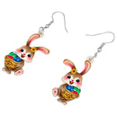 BONSNY Acrylic Easter Basket Egg Rabbit Dangle Drop Earrings Jewelry For Women Girls Kids Gifts Accessories