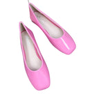 Lady Simple Plain Big Square Toe Flats Patent Leather Mirror Dough Shoes Green White 48 47 48 45 29cm Slip-on New Arrivals 2024