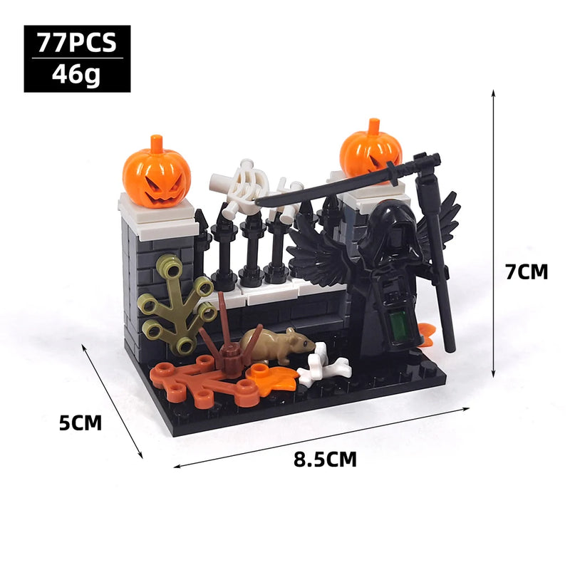 MOC Model Halloween Scene Building Block Decorations DIY Bricks Can be Combined Ghost Hell Dog Death Scene Toys for Children