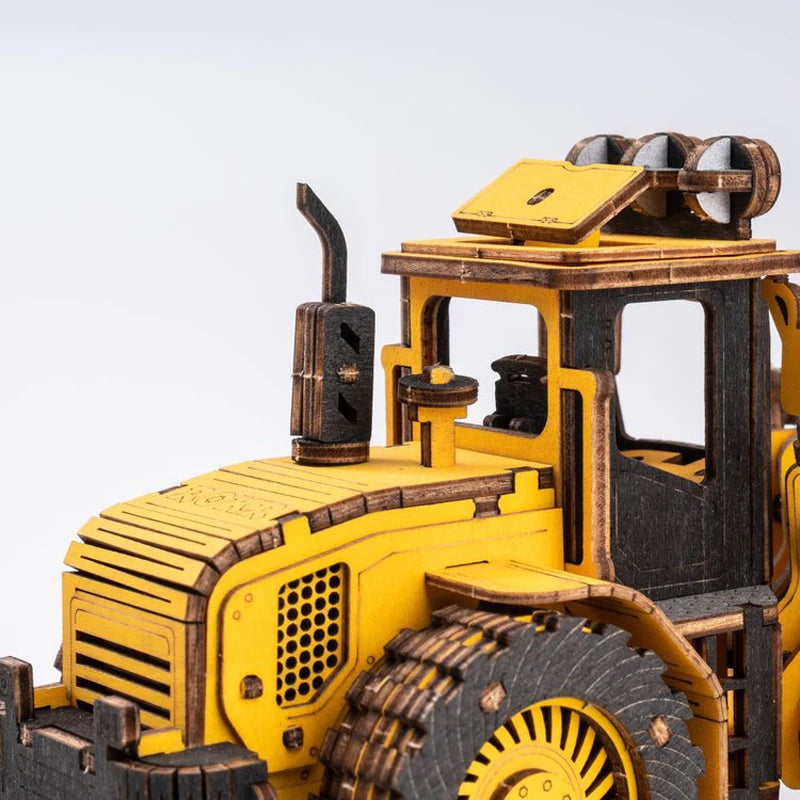 New Robotime ROKR Bulldozer Engineering Vehicle for Children Practice Hand-on Skills 3D Wooden Puzzle Creative Block Toys TG509K