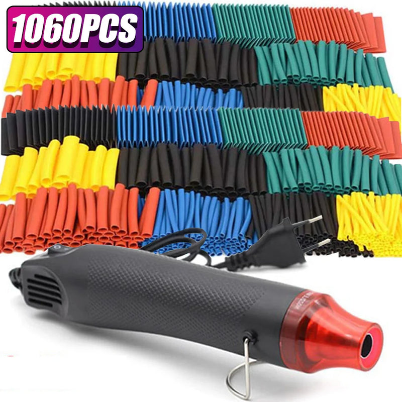 1060/530/127PCS Heat Shrink Tubing kit 2:1 Shrinkable Wire Shrinking Wrap Wire Connect Cover Cable Repair Protection Hot Air Gun