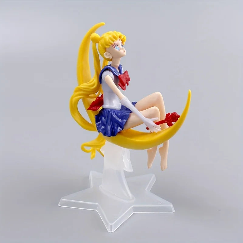 Bandai 15CM Anime Sailor Moon PVC Doll Girl Toy Cake Decoration Action Figures Model Car Ornament Children Birthday Gift Doll Co