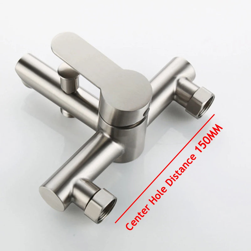 Wall Mounted Shower Faucets 304 Stainless Steel Triple Shower Faucet Bathroom Bathtub Faucet Hot and Cold Water Mixer Tap G1/2