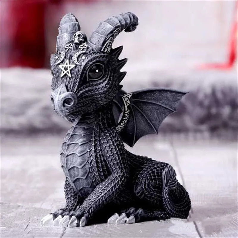 1pc Halloween Magic Black Dragon Snake Griffin Unicorn Mysterious Witches Statue Home Decor Figurine Christmas Desk Ornaments