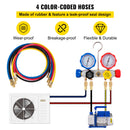 VEVOR Vacuum Pump 4.8CFM 1/4 HP Single Stage for HVAC Cooling 5PA Manifold Gauge Kit R410A R134A R22 Includes 4-Way Gauge&Hose