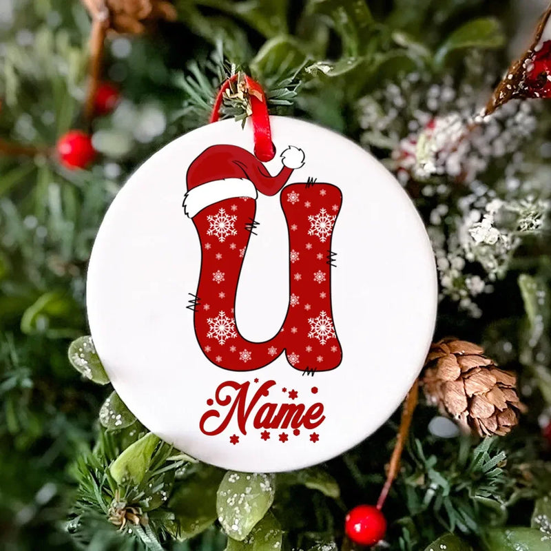 Personalized Christmas Ornament Custom Name Photo Prop Christmas Family Party Ceramic Ornament Xmas Keepsake Gift Drop Ornaments