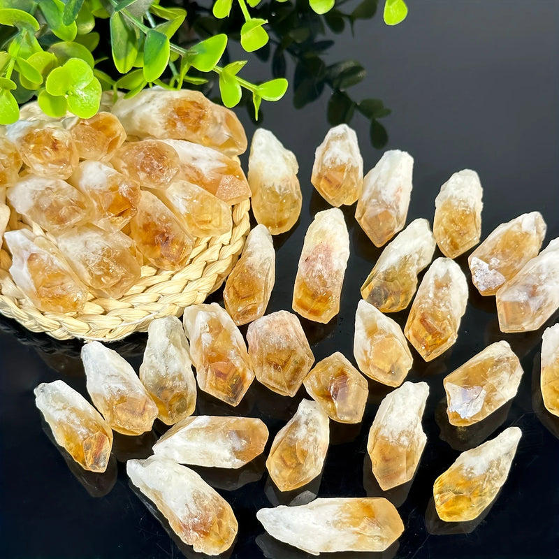 Vibrant Unpolished Natural Citrine Gemstones - Coarse & Loose for Unique Interior Decoration - Aesthetic Decor Bundle