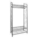 Metal Clothes Hanging Rail Garment Shoe Rack with Shelves and Hanging Rod
