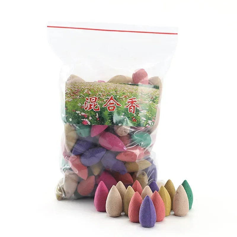 50Pcs Household Natural Reflux Tower Incense Tea Smoke Backflow Incense Or Gourd Burner Fragrant Reflux Aromatherapy Cones