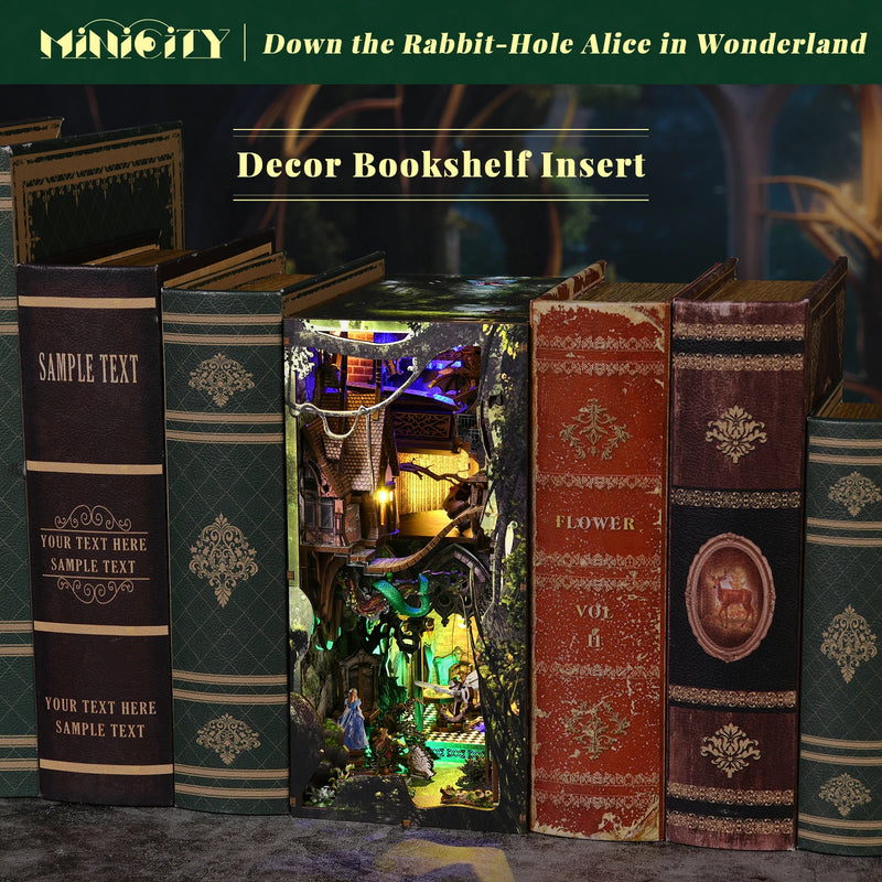 DIY Book Nook Kit, DIY Miniature House Kit for Teens and Adults (Down The Rabbit-Hole Alice in Wonderland)