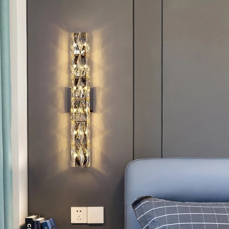 Modern New Designer Crystal Wall Sconce For Bedside Bathroom  Corridor Aisle Tv Background  Lamp Home Decor Lighting Fixture