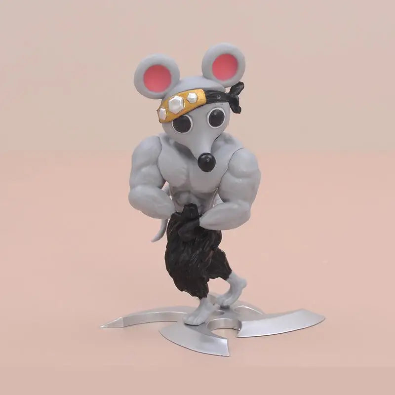 Demon Slayer Uzui Tengen 8cm Ninja Mouse Figure GK Funny Muscle Rat Figurine Kimetsu No Yaiba Model Dolls