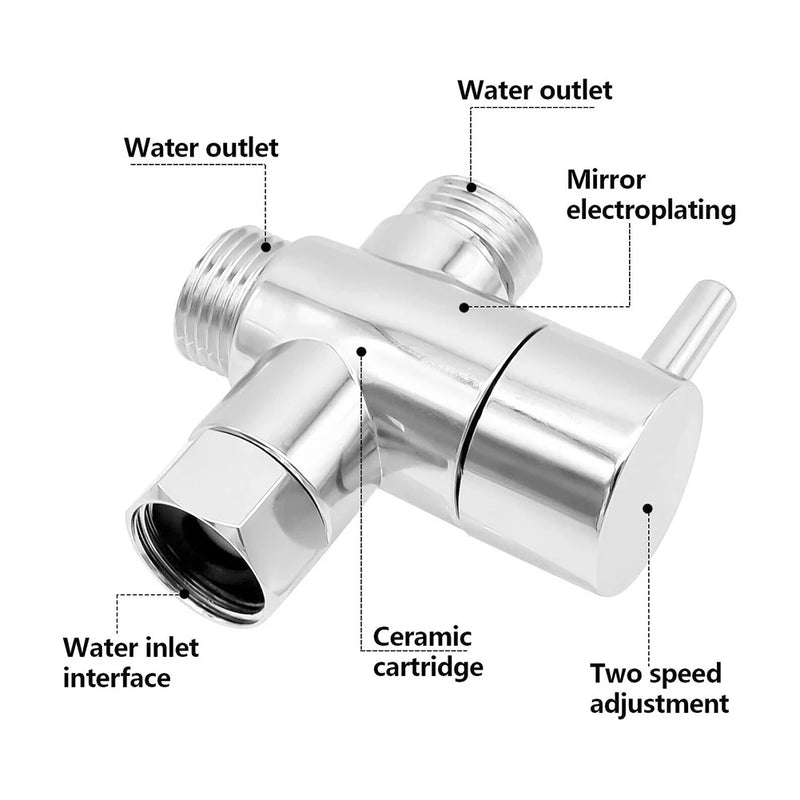 3 Way Diverter Valve 0.6-1.5mpa Kitchen 1pcs Mixer Tap 4-points Shower Head Angle Valve T-Adapter G1/2in Brass