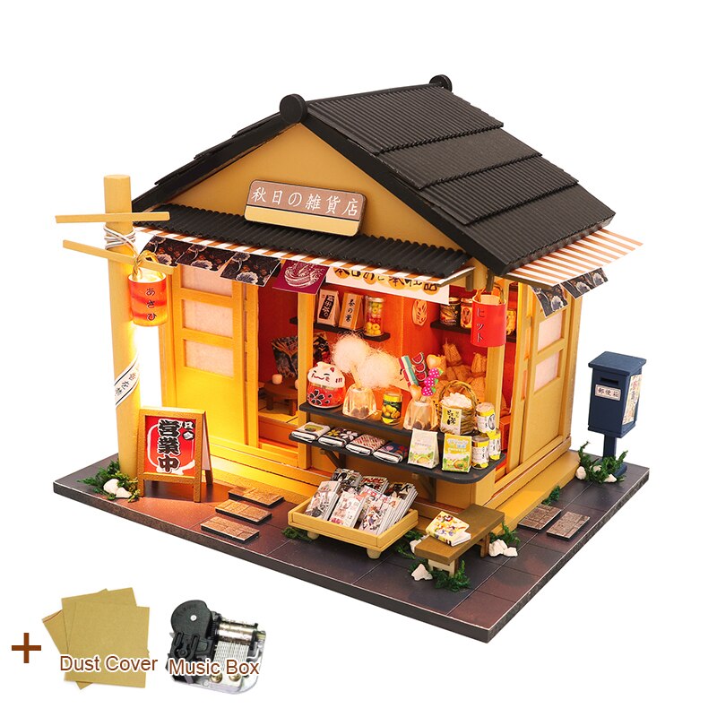 Cutebee Miniature Dollhous Japanese Style Doll House Accessories Furniture Miniatures Building Mini Wooden Roombox Toy Gift