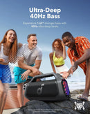 Soundcore Boom 2 Plus Outdoor-Lautsprecher, 140 W, 2+2 Kanäle, BassUp 2.0, 20h, Schnellladung, IPX7 Wasserdicht, RGB-Beleuchtung, USB-C, Po