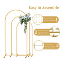 Golden metal balloon arch bracket 3-piece set (7.2 feet/6.6 feet/6 feet) suitable for wedding ceremonies, birthday parties