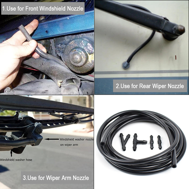 2m Windshield Wiper Washer Nozzle Hose With Connector Kit T Y Straight Pipe Windscreen Spray Jet Water Hose Fluid Tube Joiner