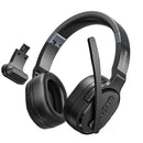 Mpow E65 2 in 1 Wireless Headphones Bluetooth 5.3 Dual/Single Office Headset with Microphone&Mute Switch 35H for Trucker Driver