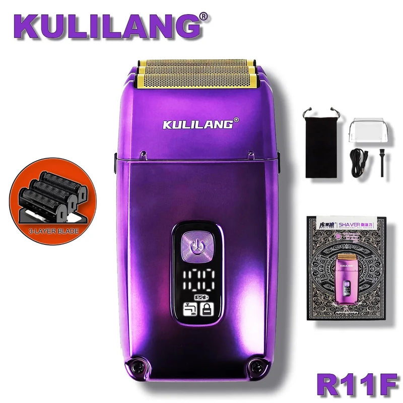 KULILANG Professional Oil Head Gradient Electric Hair Shaver Titanium Plated knife net Hair Salon Trimmer R11F Purple