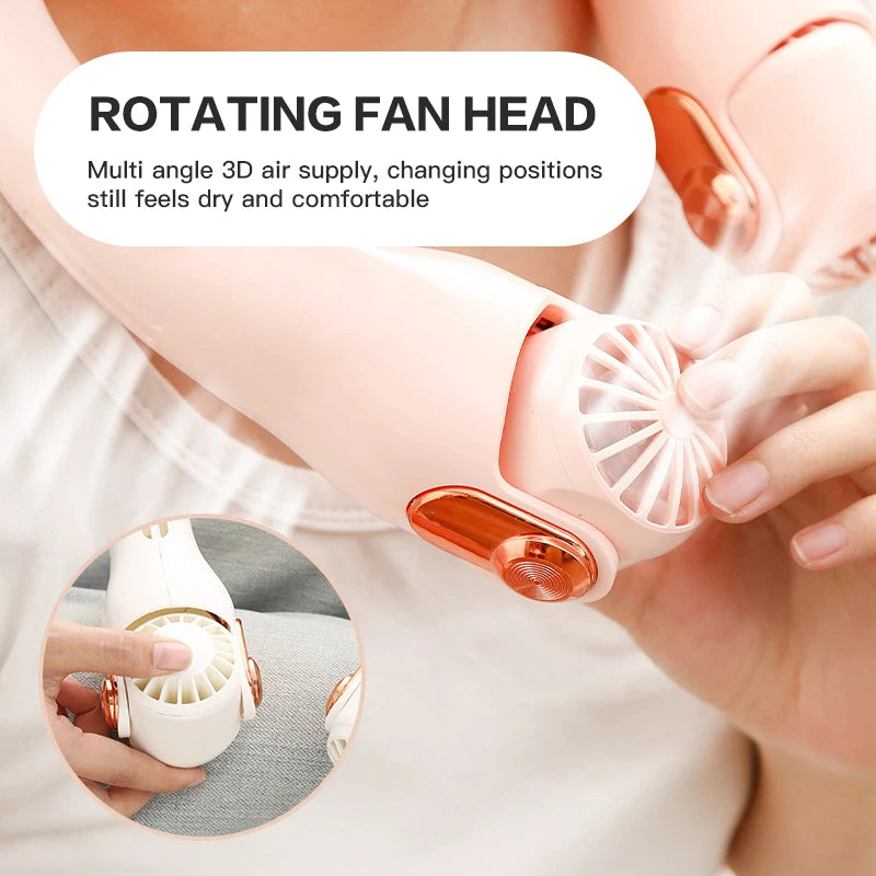 New Portable Mini Hanging Neck Fan with Bladeless Neck Belt Fan Angle Adjustable Air Cooler USB Charging Fan Hanging neck fan