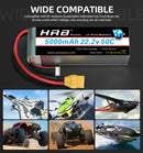 1/2PCS HRB 6S Lipo Battery 22.2V 5000mah Drone Battery 50C With XT90 Connector for Quadcopter AirplaneRC Car Monster RC Drone