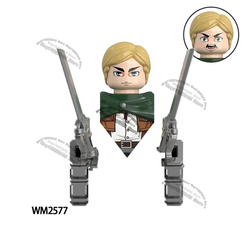 WM6165 WM6166 WM6148 Blocks Anime Bricks Dolls Action Toy Fig Building Blocks Erem Jaeger Armin Levi Mikasa Model Doll