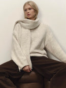 Hirsionsan 2025 New Soft Loose V Or O Neck Knitted Sweaters Women Winter Solid Female Pullovers Warm Basic Knitwear Jumper