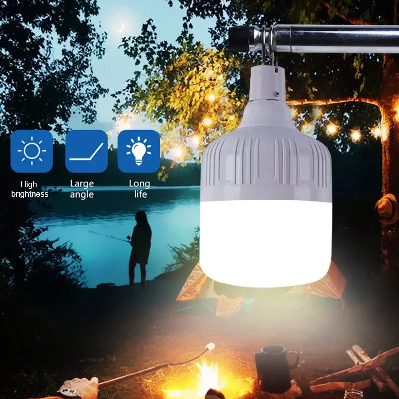 Portable Emergency Lights with Hook Outdoor USB Rechargeable LED Lamp Bulbs Fishing Camping Patio Porch Garden Lighting