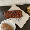 Cute Floral Corduroy Pencil Case Small Cosmetic Lipstick Travel Portable Storage Bag Stationery Pen Makeup Bag Handbag Organizer