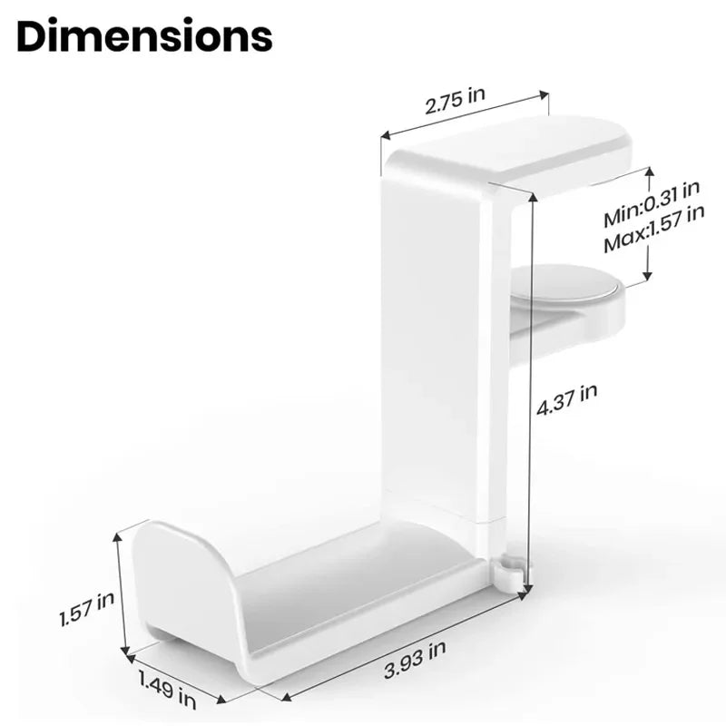 No Punch Table Clip Hook Headphone Holder 360 Degree Rotating Headphone Holder Storage Hanging Cloth Coat Keys Towel Organizer