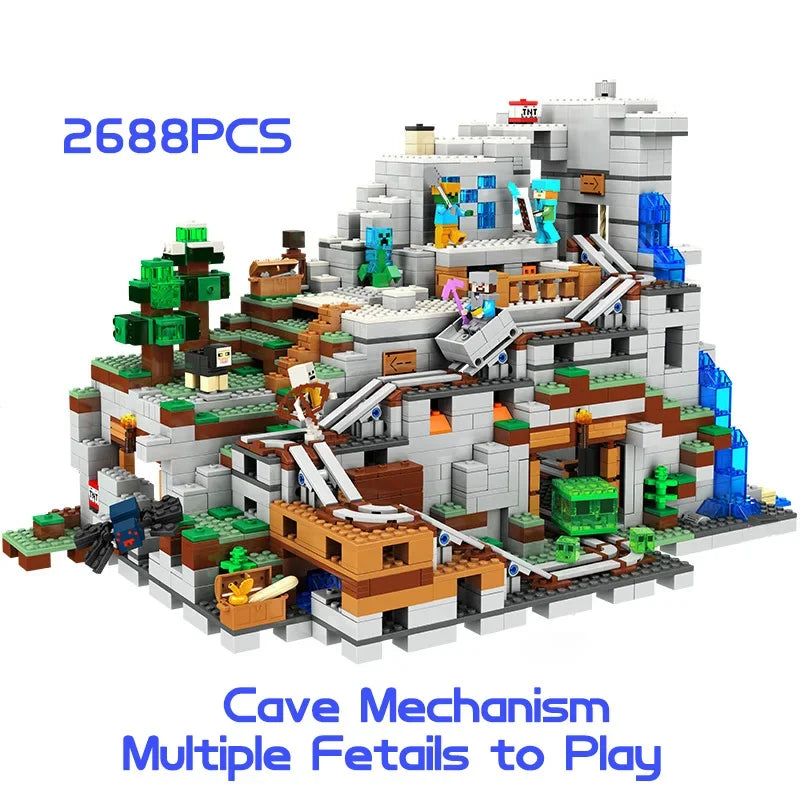 2659pcs Compatible 21137 myworld mountain cave building block  Bricks Gift Toys for Children Kids