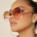 2022 Rimless Sunglasses Women Ocean Water Cut Eyewear Women Men Trimmed Lens Metal Curved Temples Sun Glasses Female UV400