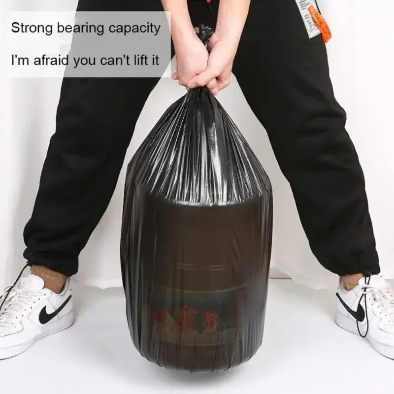 15Pcs/1Roll Household Garbage Bag Thickened Large Black Trash Bags Disposable Trash Pouch Kitchen Portable Cleaning Waste Bag