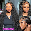 Deep Wave 13x6 13x4 HD Transparent Lace Frontal Human Hair Wigs Brazilian 100% Remy Hair 13x4 Water Curly Front Wig For Women