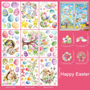 Easter Bunny Window Static Stickers Spring Flowers Living Room Window Glass Stickers Home Decorations Resurrection Day 2025