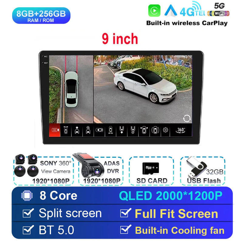 Android 14 For Univers Car Radio 2 Din Apple Carplay Automotive Multimedia Player GPS Android Auto IPS Screen RDS DSP Car Stereo