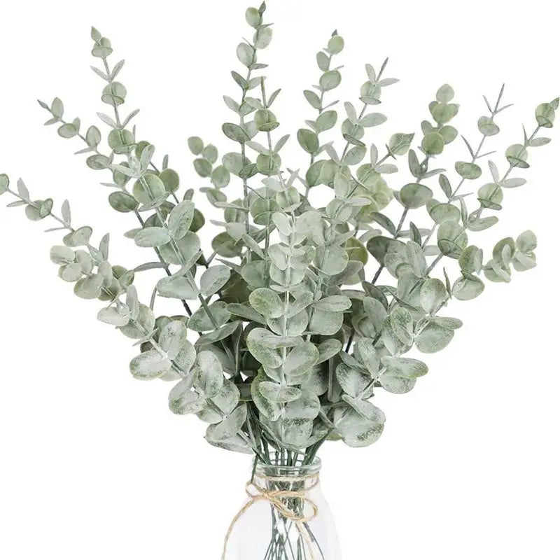10PCS Artificial Eucalyptus Leaves Green Eucalyptus Branches Fake Plants for Wedding New Year Party Table Home Decoration