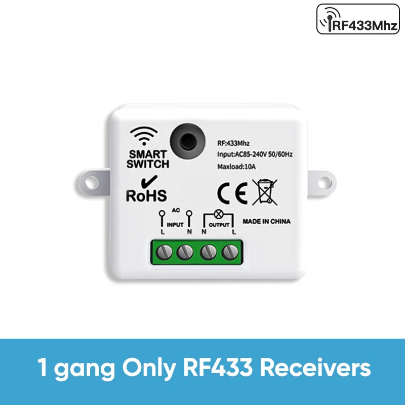 Remote Rf433 Relay TNCE RF433 Relay Receiver,Wireless Light Switch 433Mhz Mini Remote Con